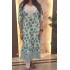 Blue Floral Printed Cotton Kurta with Embroidered Yoke 