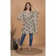 Cream Motif Print Kaftan Tunic
