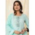 Pastel Blue Polly Cotton Suit  Set