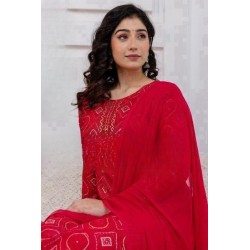 Red Jaipuri Print Reyon Suit Set