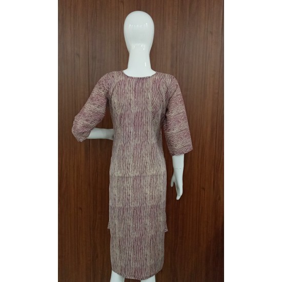 Blush Pink Striped Kurta with Mirror Work Yoke