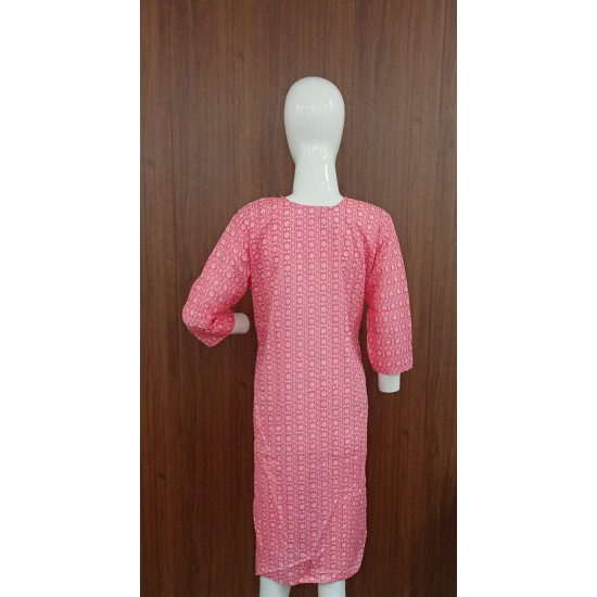 Floral Print Cotton Kurta with Embroidered Yoke and Dupatta