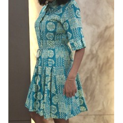 Teal Ethnic Block Print Sundress
