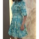 Teal Ethnic Block Print Sundress