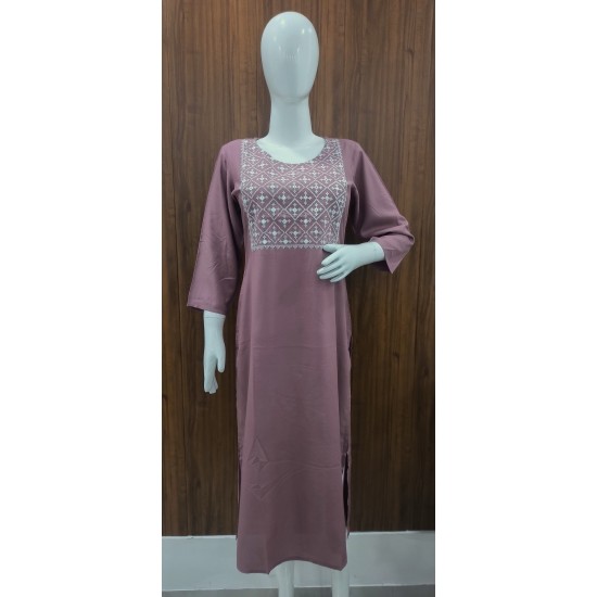 Embroidered Straight Mirror Work Kurti