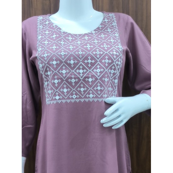 Embroidered Straight Mirror Work Kurti