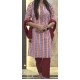 Multicolor Striped Cotton Kurta Set with Maroon Accents – 3 Piece Suit