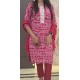 Rani Pink Bandhani Cotton Suit Set with Embroidered Neckline – 3 Piece Set