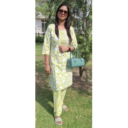 Cotton Light Green Suit 