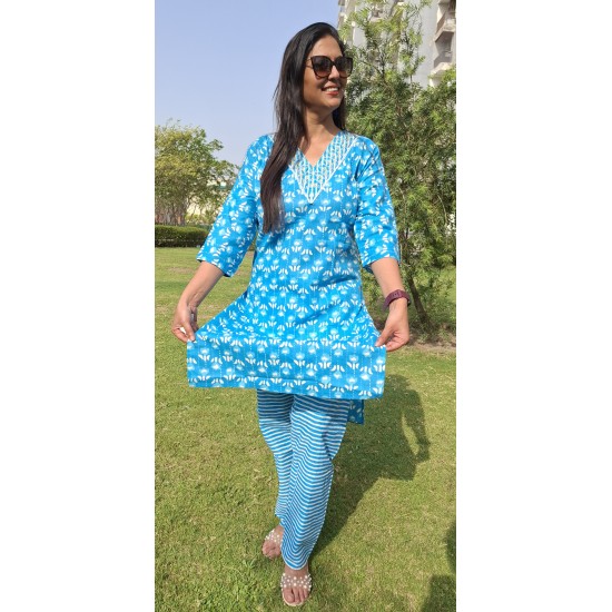 Cotton Light Blue Suit 